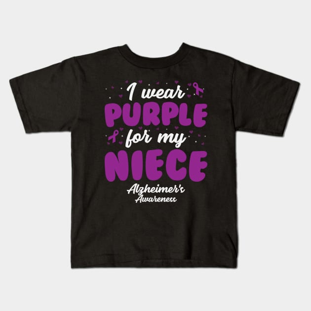 Alzheimers Awareness - I Wear Purple For My Niece Kids T-Shirt by CancerAwarenessStore